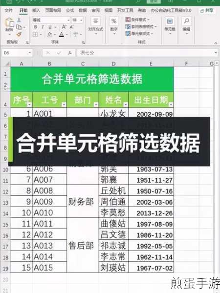 EXCEL小技巧大揭秘,合并单元格的修改禁忌与手游攻略碰撞