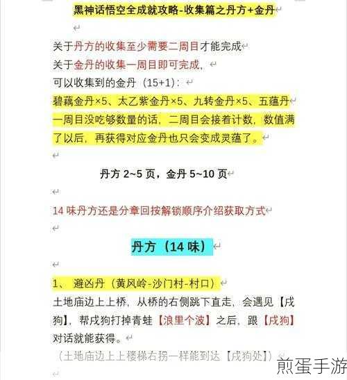 黑神话悟空丹药丹方全攻略，助你成为用药大师