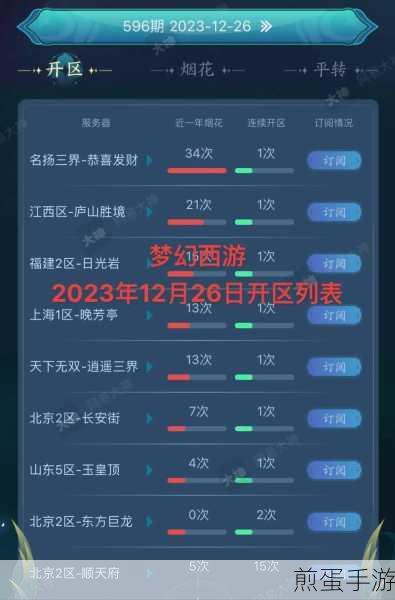 梦幻西游新区盛启,开服时间表大揭秘!